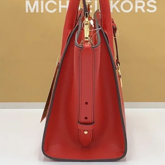 Michael Kors Avril Small Leather Top-Zip Satchel Flame color - Picture 12 of 16